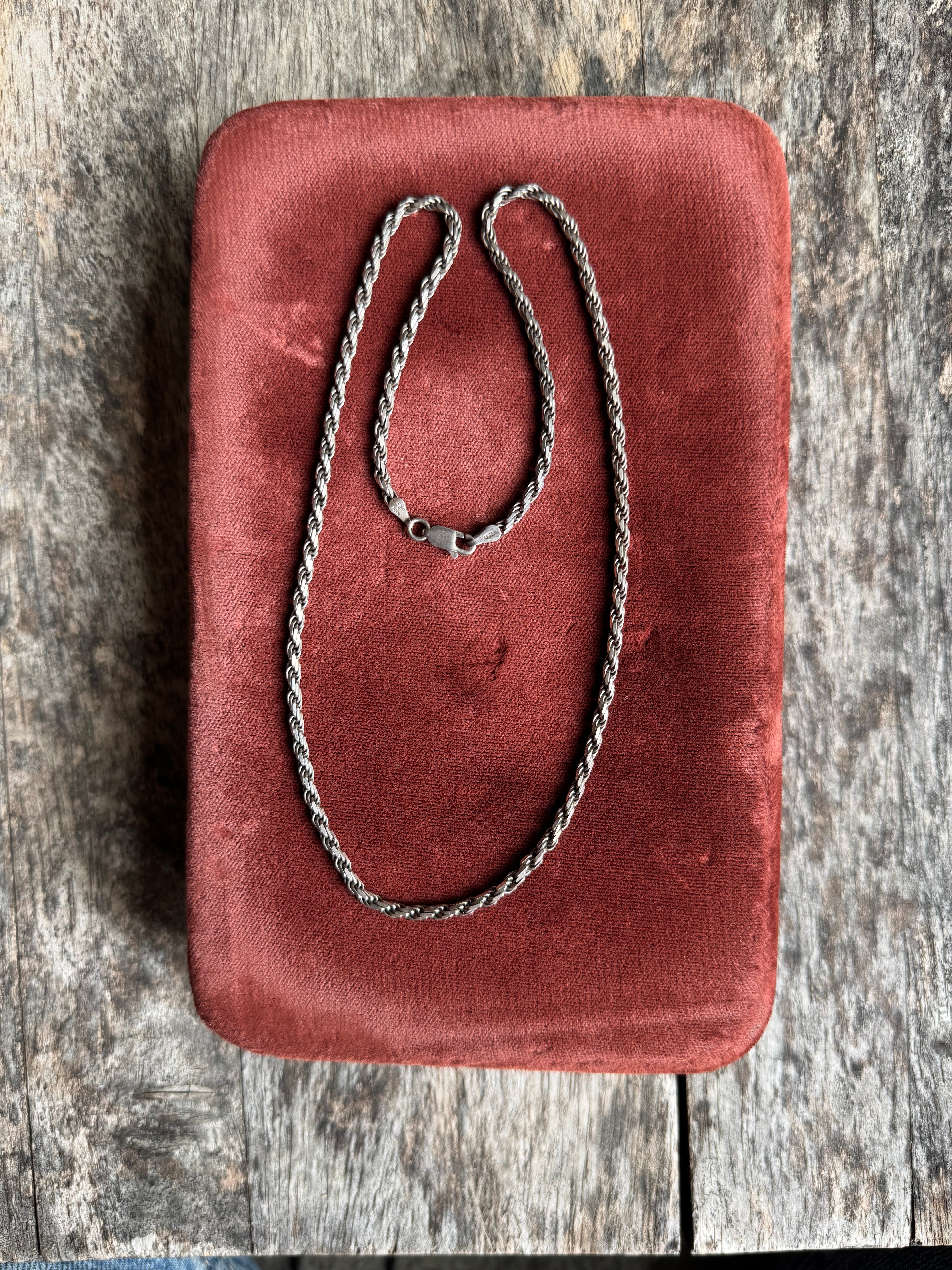 Vintage Sterling Silver 18” Rope Chain