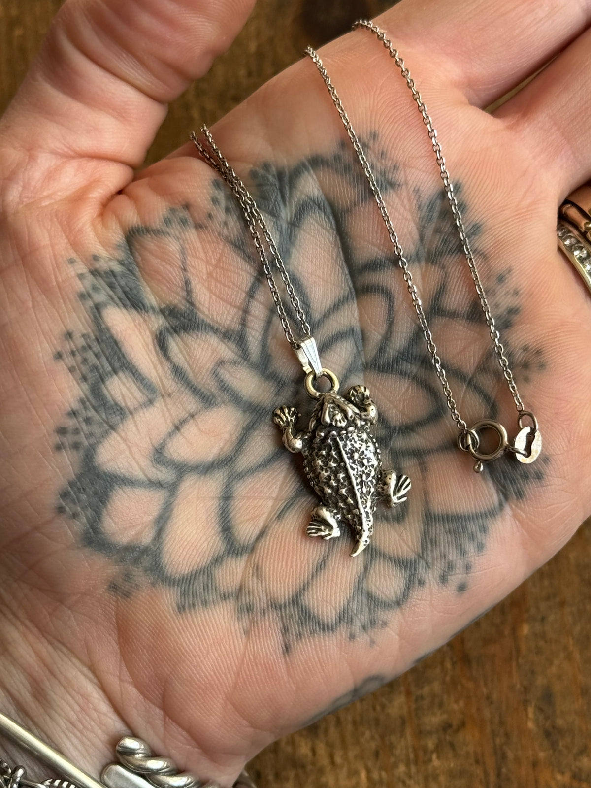 Vintage Sterling Silver Horned Toad Necklace