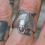 Vintage Sterling Big Chief Ring 9.75