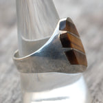 Vintage Sterling Tigers Eye Inlay Striper Ring 10
