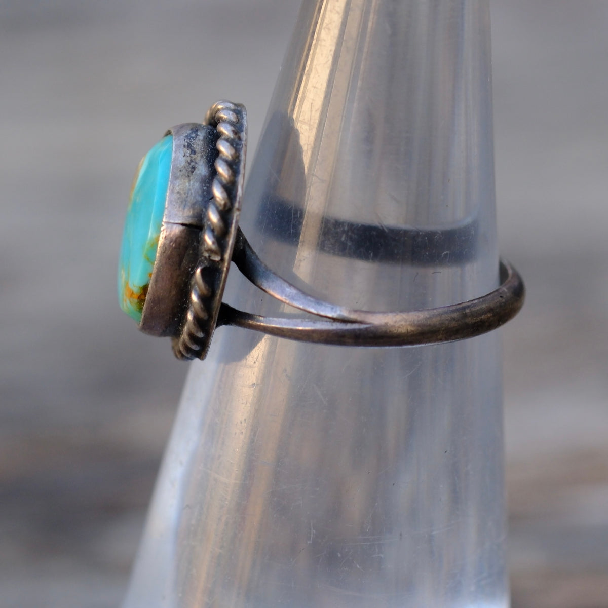 Vintage Sterling Turquoise Roper Ring 3