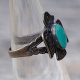 Vintage Sterling turquoise Thunderbird Ring 5.5