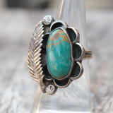 Vintage Sterling Turquoise Feather Ring 6.5