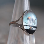 Vintage Sterling Painted Butterfly Wing Ring 6.25