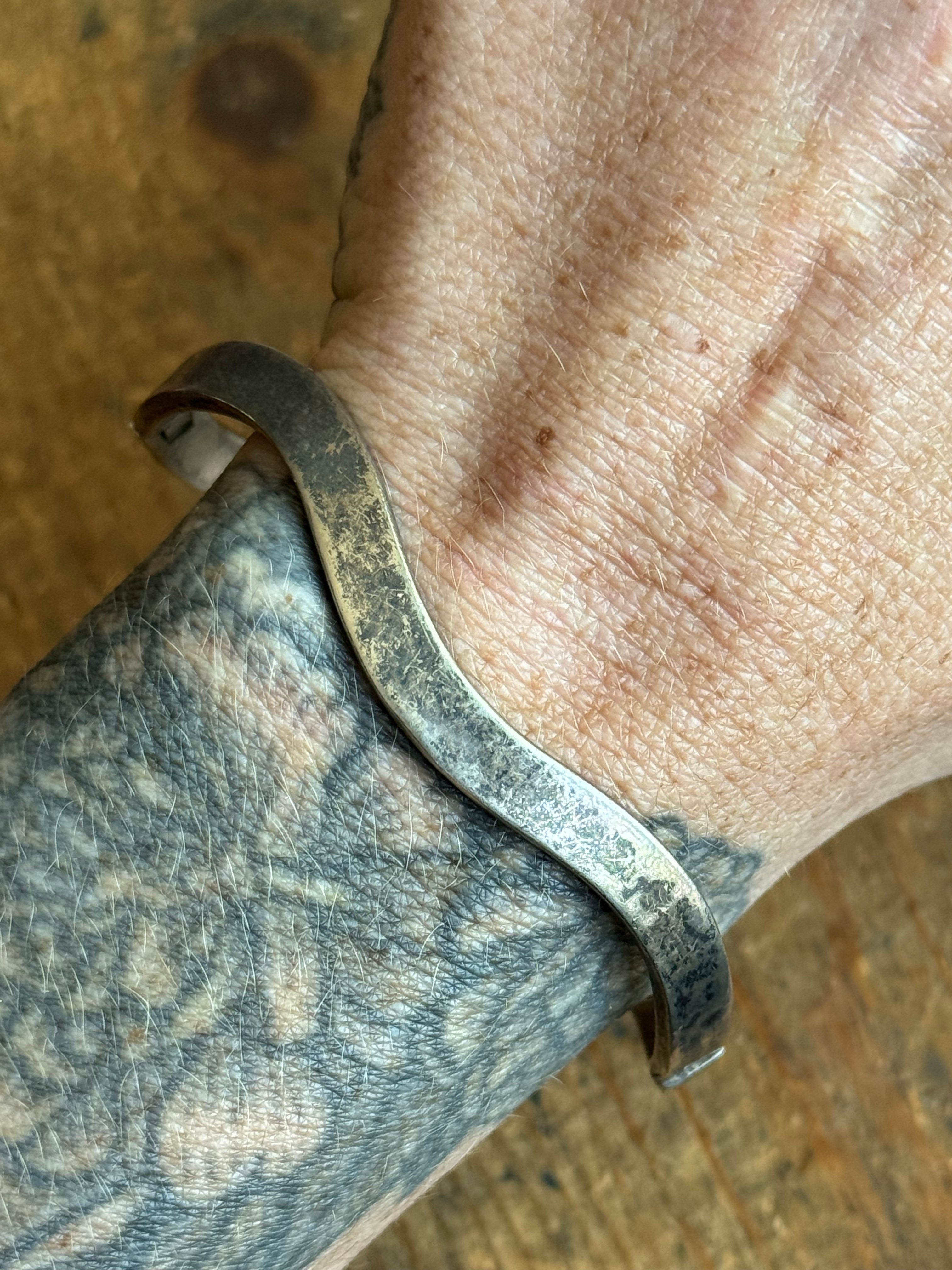 Vintage Sterling Silver Wavy Latch Bracelet