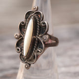 Vintage Sterling Mother Of Pearl Ring 6