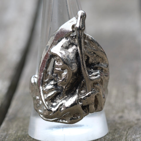 Vintage White Bronze Biker Ring 12