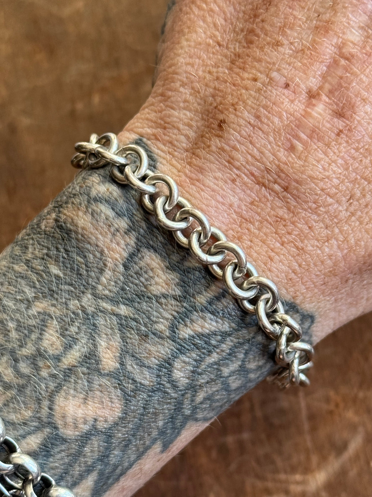 Vintage Sterling Silver 7.75” Heart Tag Cable Toggle Chain