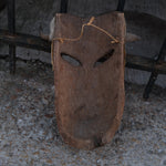 Vintage Hand Carved Folk Mask With Fur and Horn