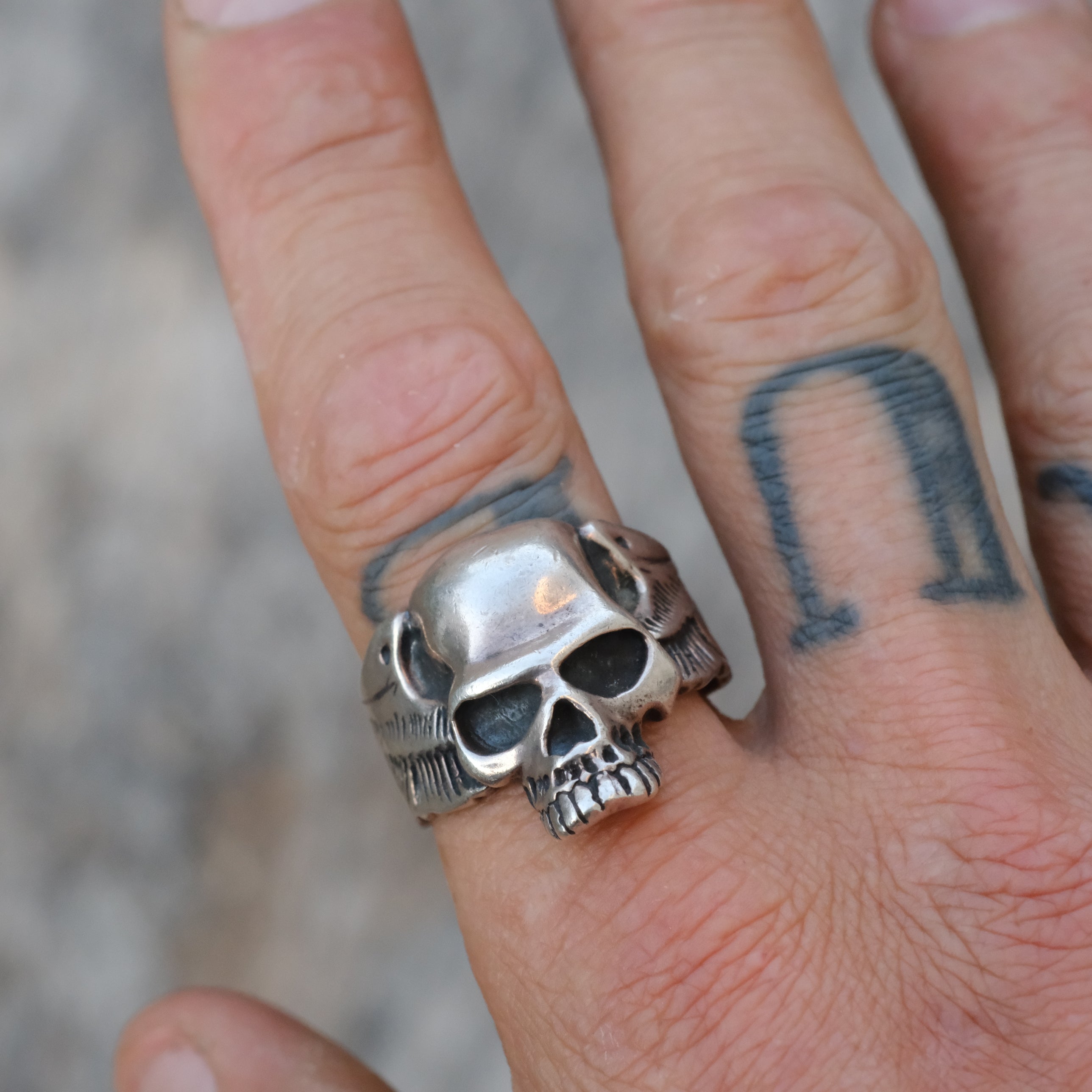 Vintage Sterling Silver Skull Ring 11.75