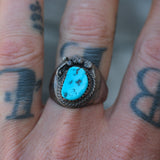 Vintage Sterling Turquoise Feather Ring 10