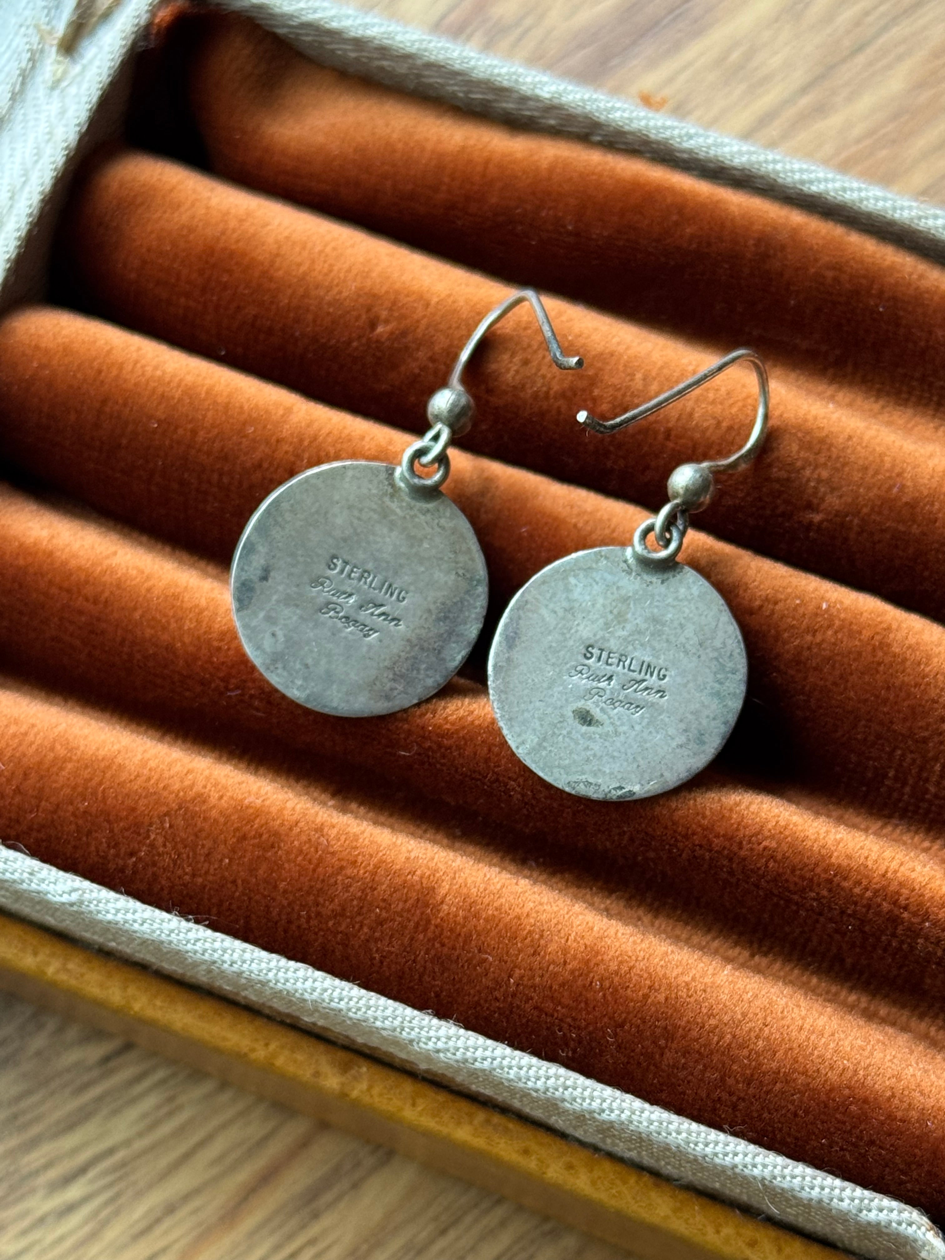 Vintage Sterling Silver Stamped Turquoise Earrings