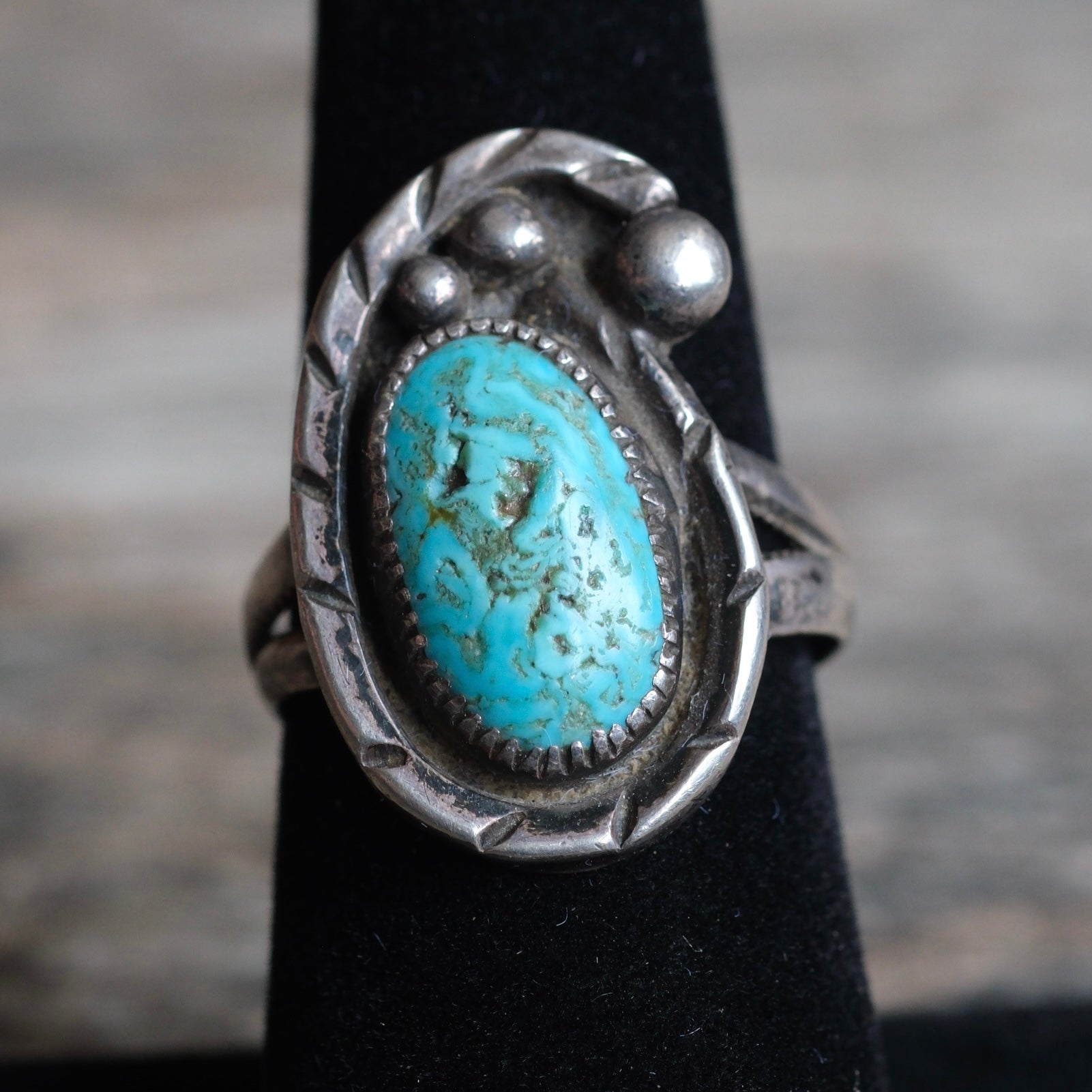 Vintage Sterling Turquoise Ring 7.25