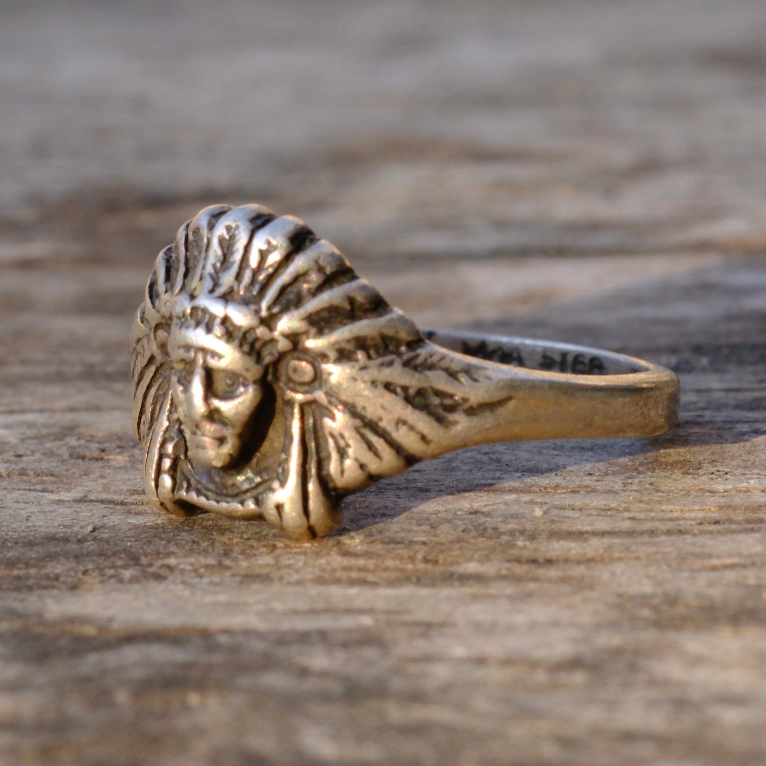 Vintage Sterling Silver Chief Ring 6.75