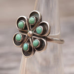 Vintage Sterling Turquoise Cluster Ring 4.5