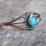 Vintage Sterling Turquoise Roper Cuff