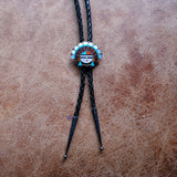 Vintage Sterling Multistone Inlay Zuni Headdress Bolo Tie