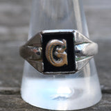 Vintage Sterling G Initial Ring 11.75