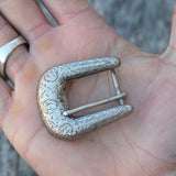 Vintage Ladies Sterling Silver Western Engraved Belt Buckle .75"