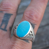 Vintage Sterling Turquoise Thunderbird Ring 11