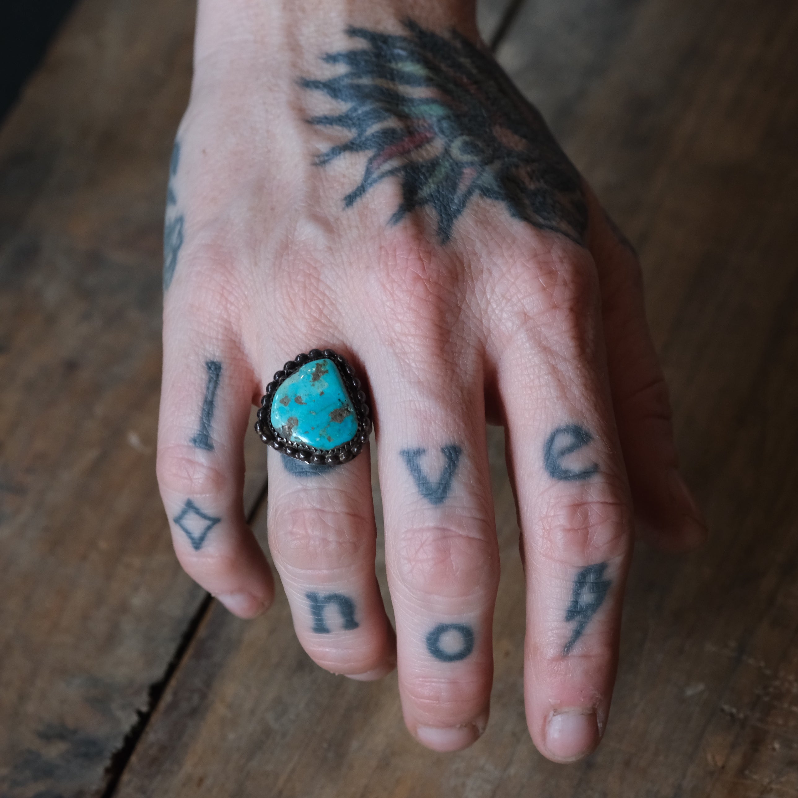 Vintage Sterling Turquoise Ring 5.5