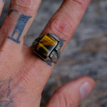Vintage Sterling Tigers Eye Signet Ring 11.5