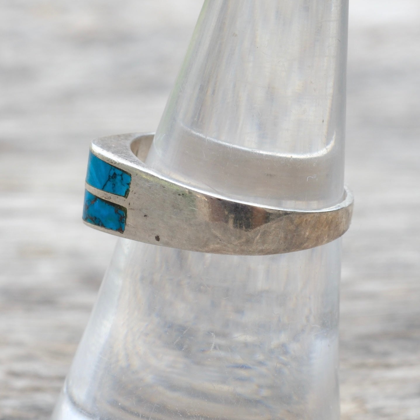 Vintage Sterling Turquoise Inlay Band 7
