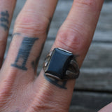 Vintage Sterling Onyx Signet Ring 10