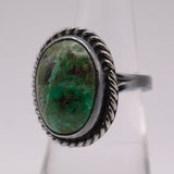 Vintage Sterling Turquoise Roper Ring 6.5