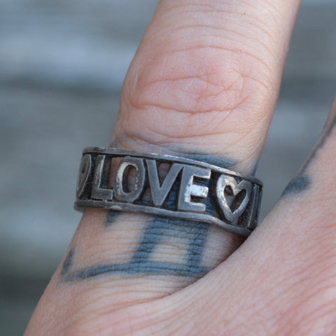 Vintage Sterling Silver Love Band 7.5