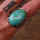 Vintage Sterling Turquoise Old Pawn Turquoise Ring 10.25