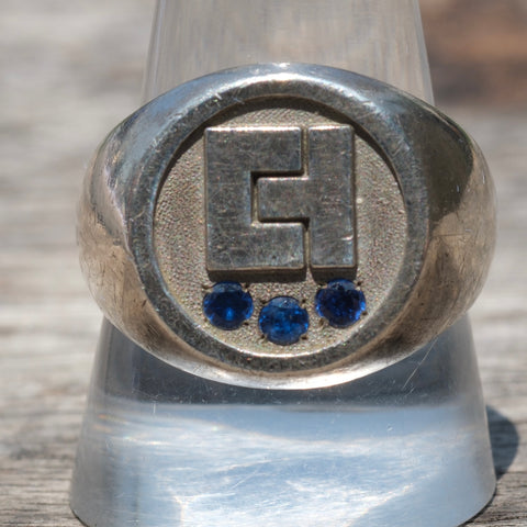 Vintage Sterling 3-Stone Signet Ring 11.75