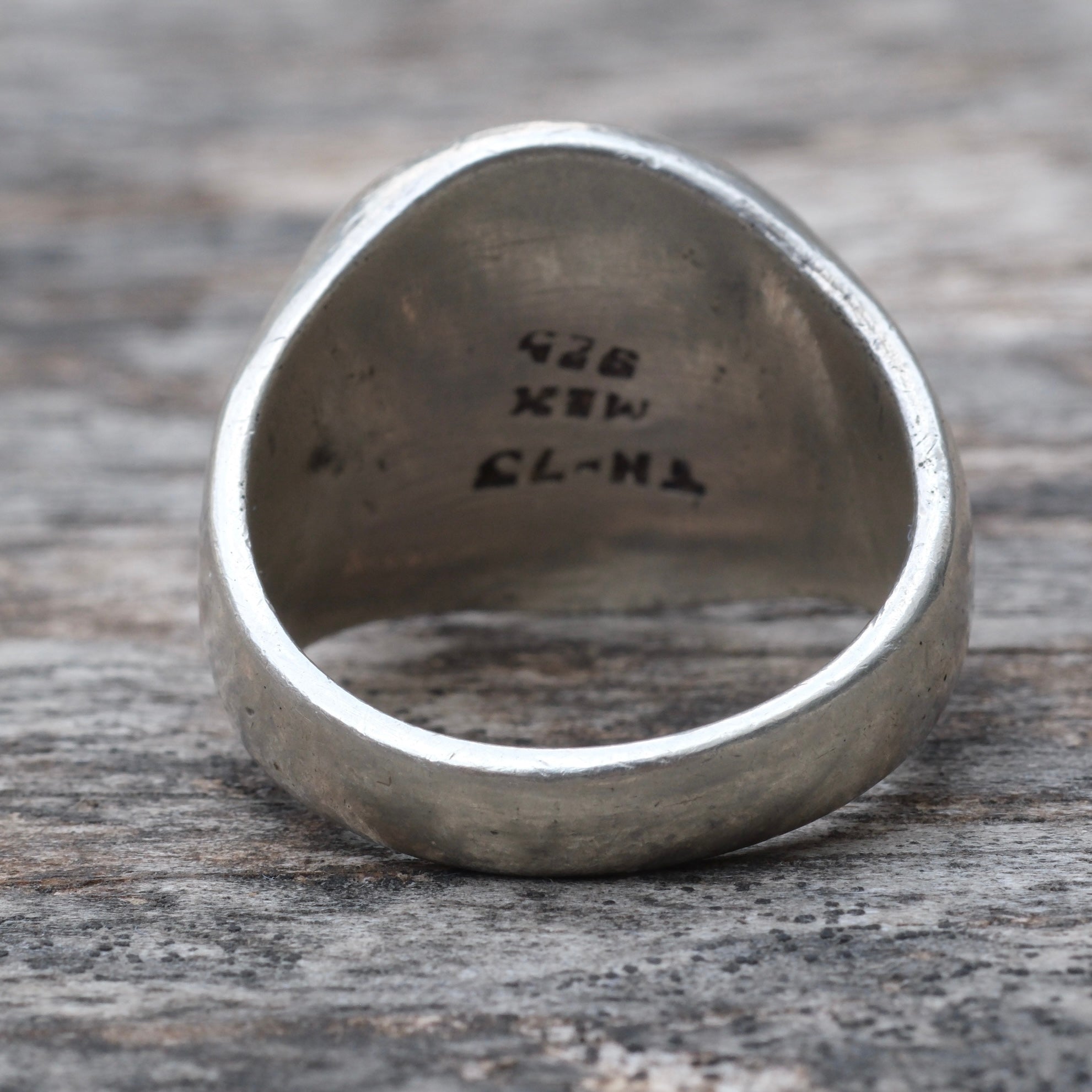 Vintage Sterling Aztec Calendar Ring 9.75