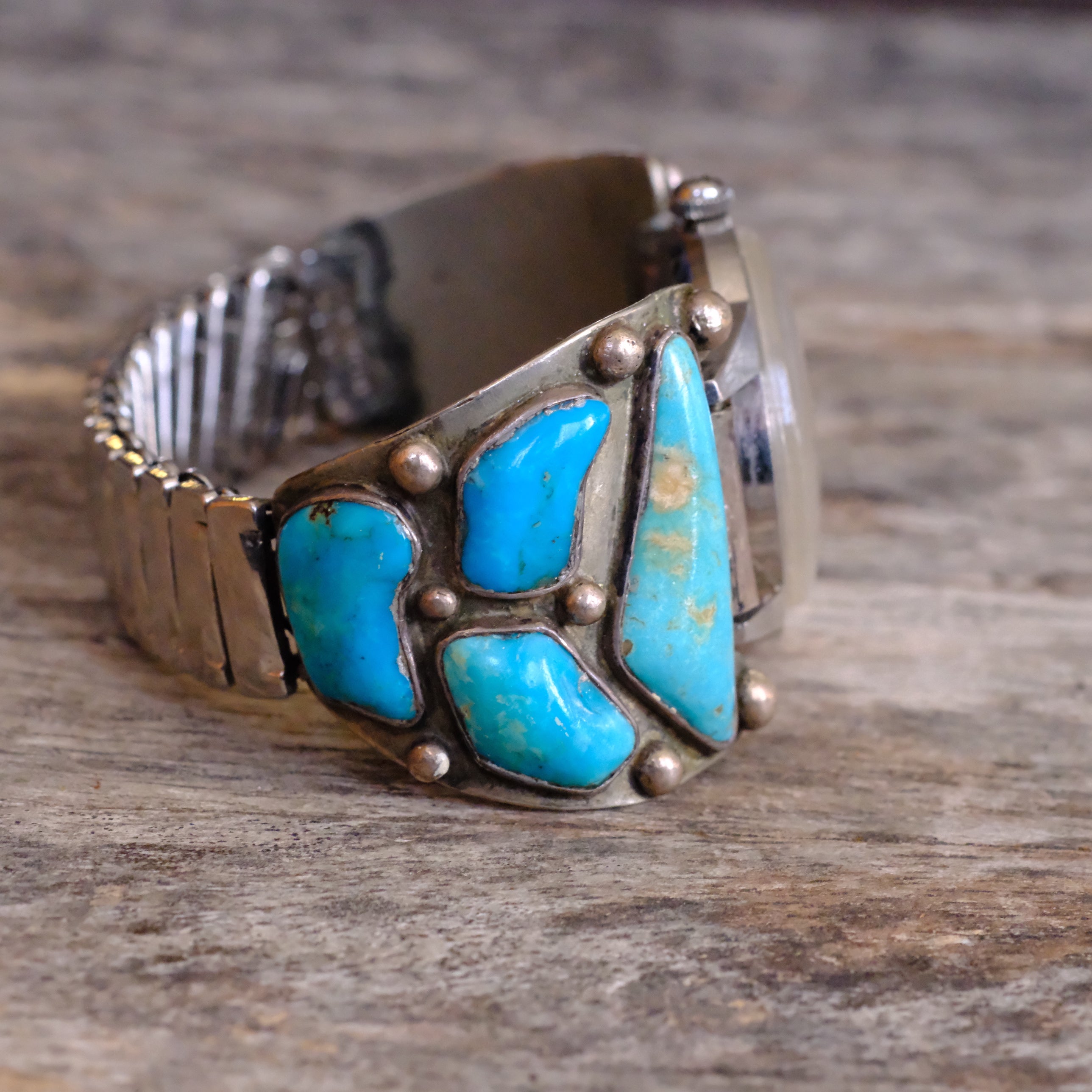 Vintage Sterling 7-Stone Turquoise Watch