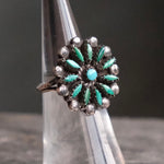 Vintage Sterling Turquoise Petit Point Ring 4.5