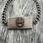 Vintage Sterling Silver USN Locket ID Bracelet
