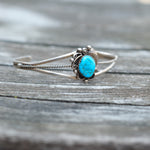 Vintage Sterling Turquoise Feather Cuff