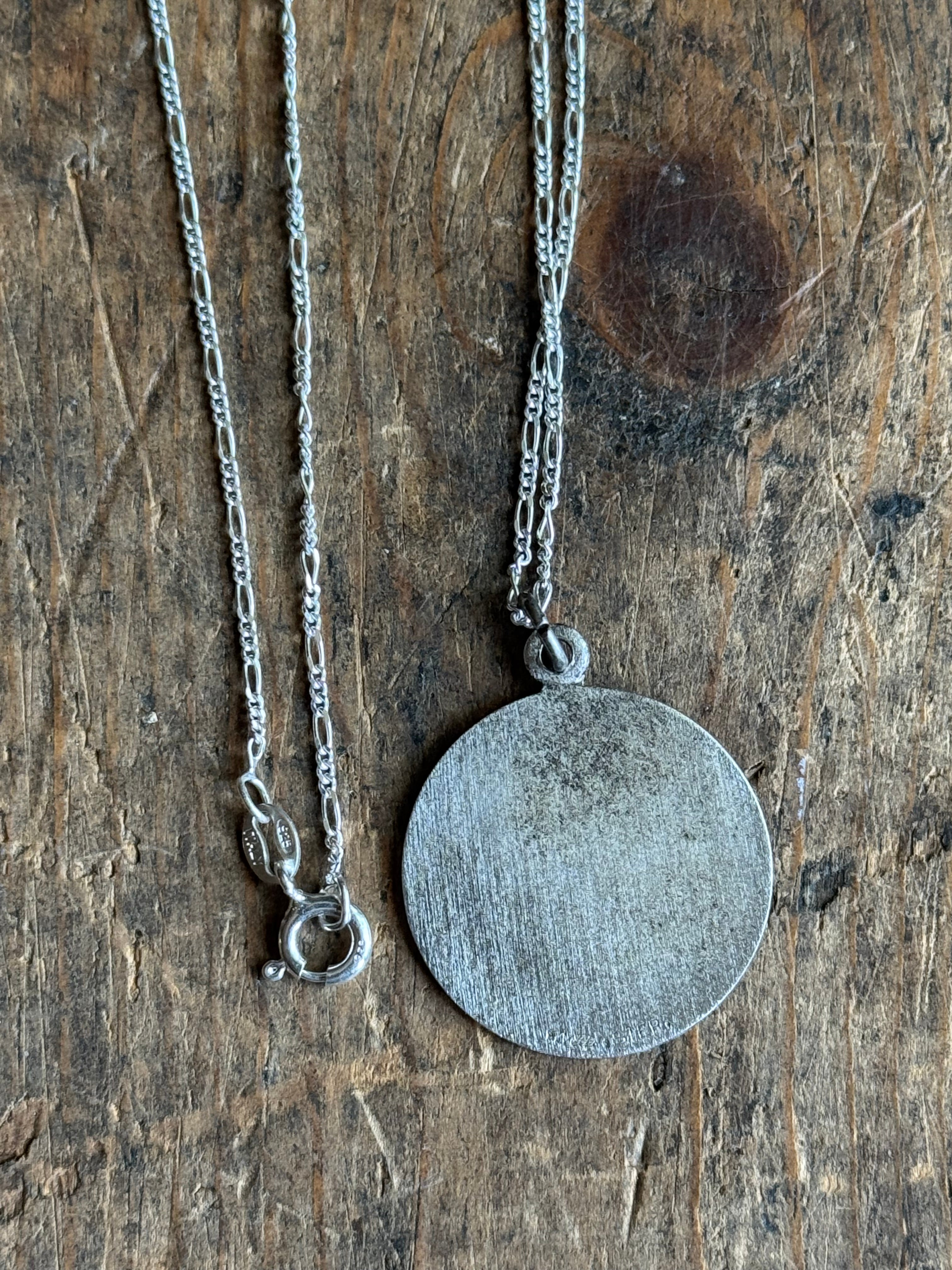 Vintage Sterling Silver Virgo Medallion Necklace