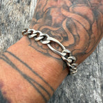 Vintage Silver Plated Figaro Chain Bracelet