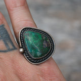 Vintage Sterling Turquoise Roper Ring 6.5