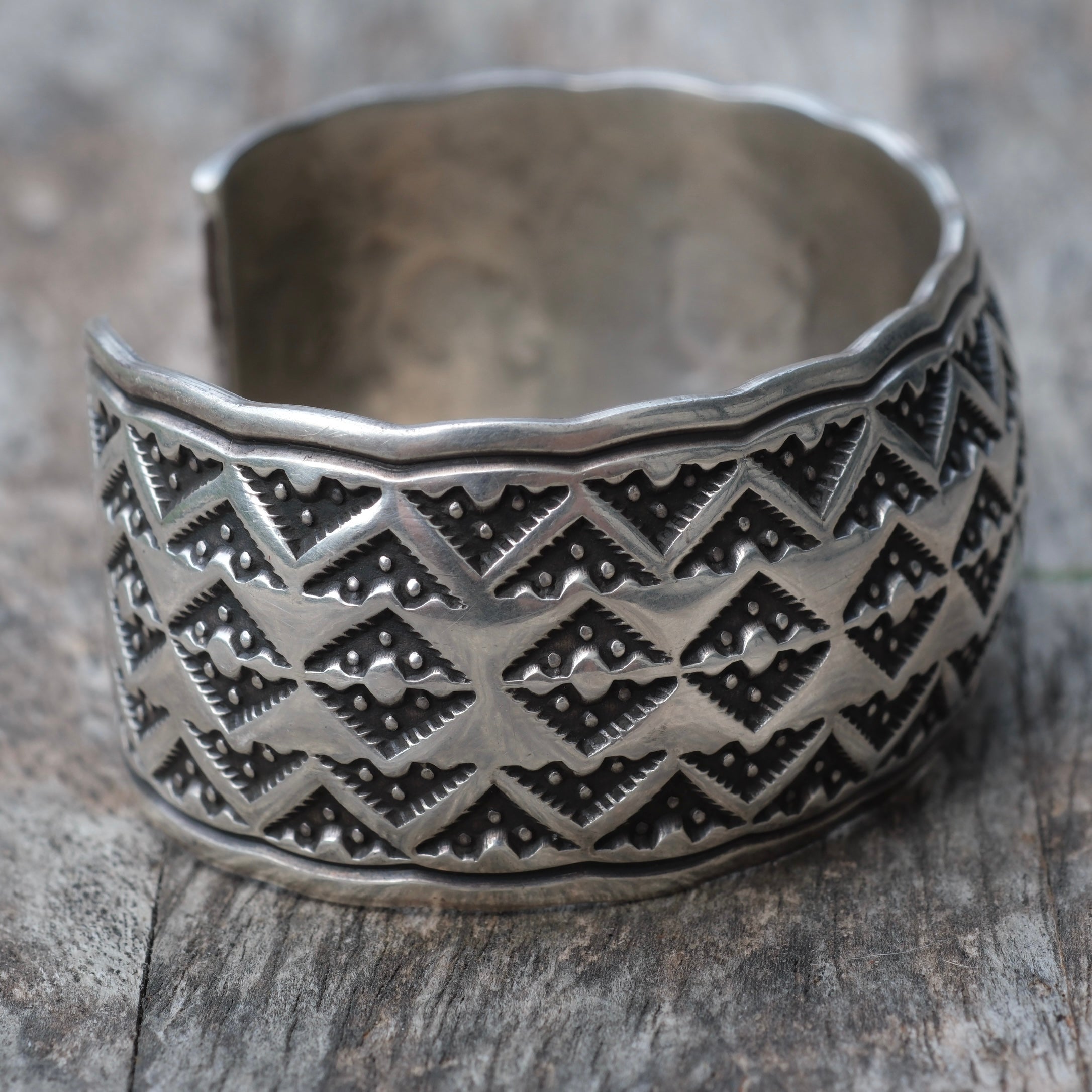 Huge Vintage Sterling Stamped Cuff Bracelet Etsitty