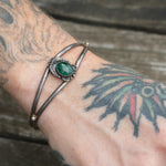 Vintage Sterling Malachite Feather Cuff