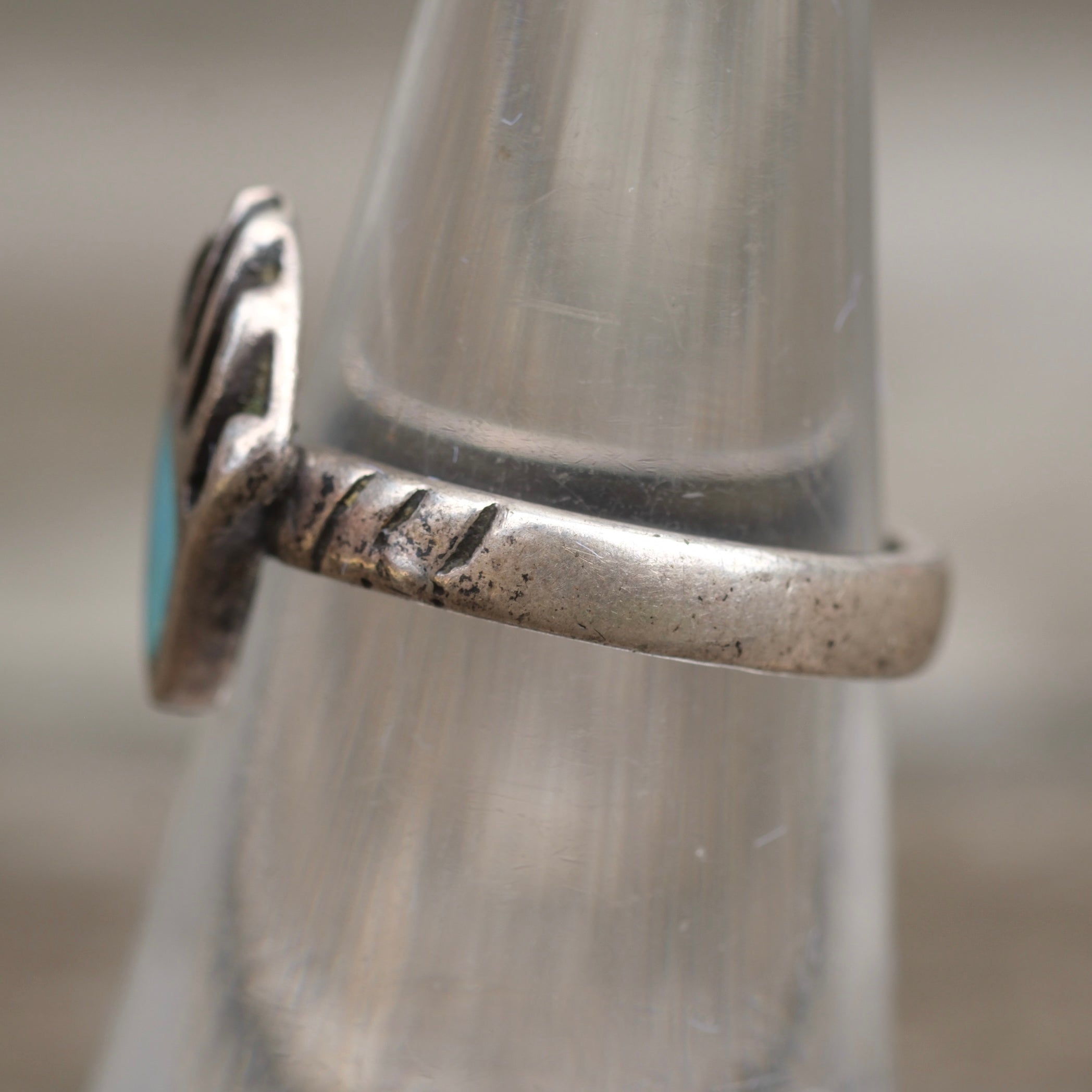 Vintage Sterling Turquoise Bear Paw Ring 5.25