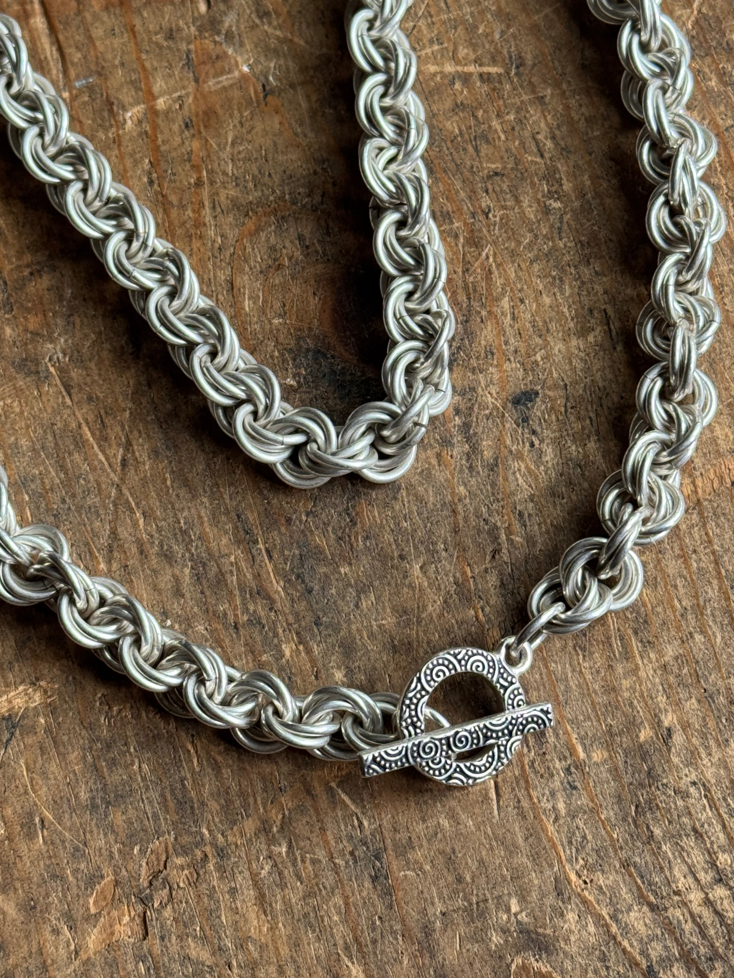 Vintage Sterling Silver 19.5” Triple Link Toggle Chain