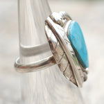 Vintage Sterling Turquoise Feather Ring 6