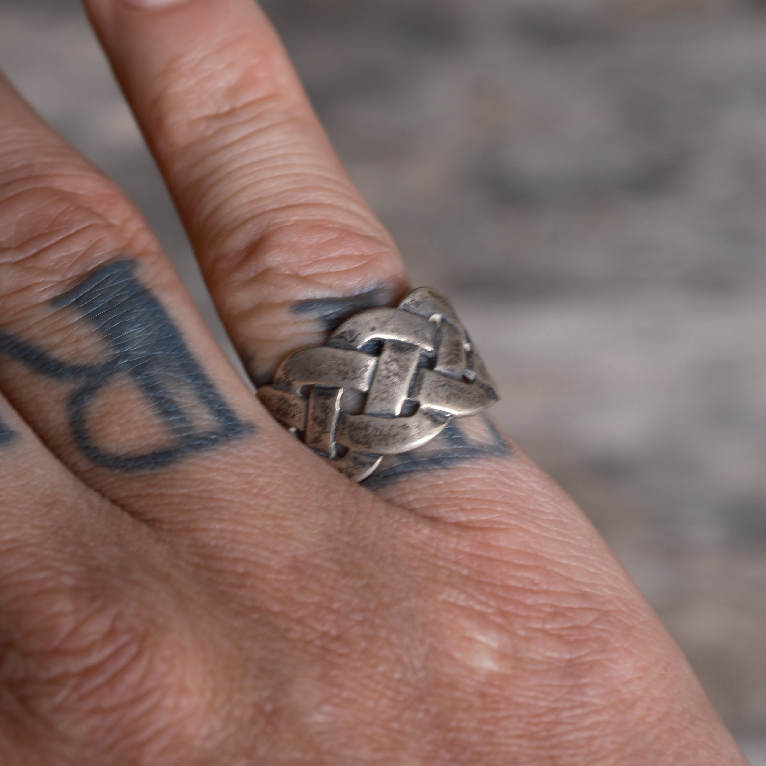 Vintage Sterling Silver Woven Band Ring 7.25