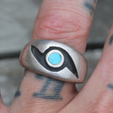Vintage Sterling Turquoise Inlay Band 9.5