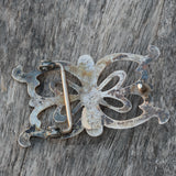 Vintage Sterling Silver Turquoise Casted Belt Buckle