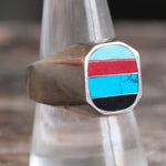 Vintage Sterling Multistone Inlay Ring 9