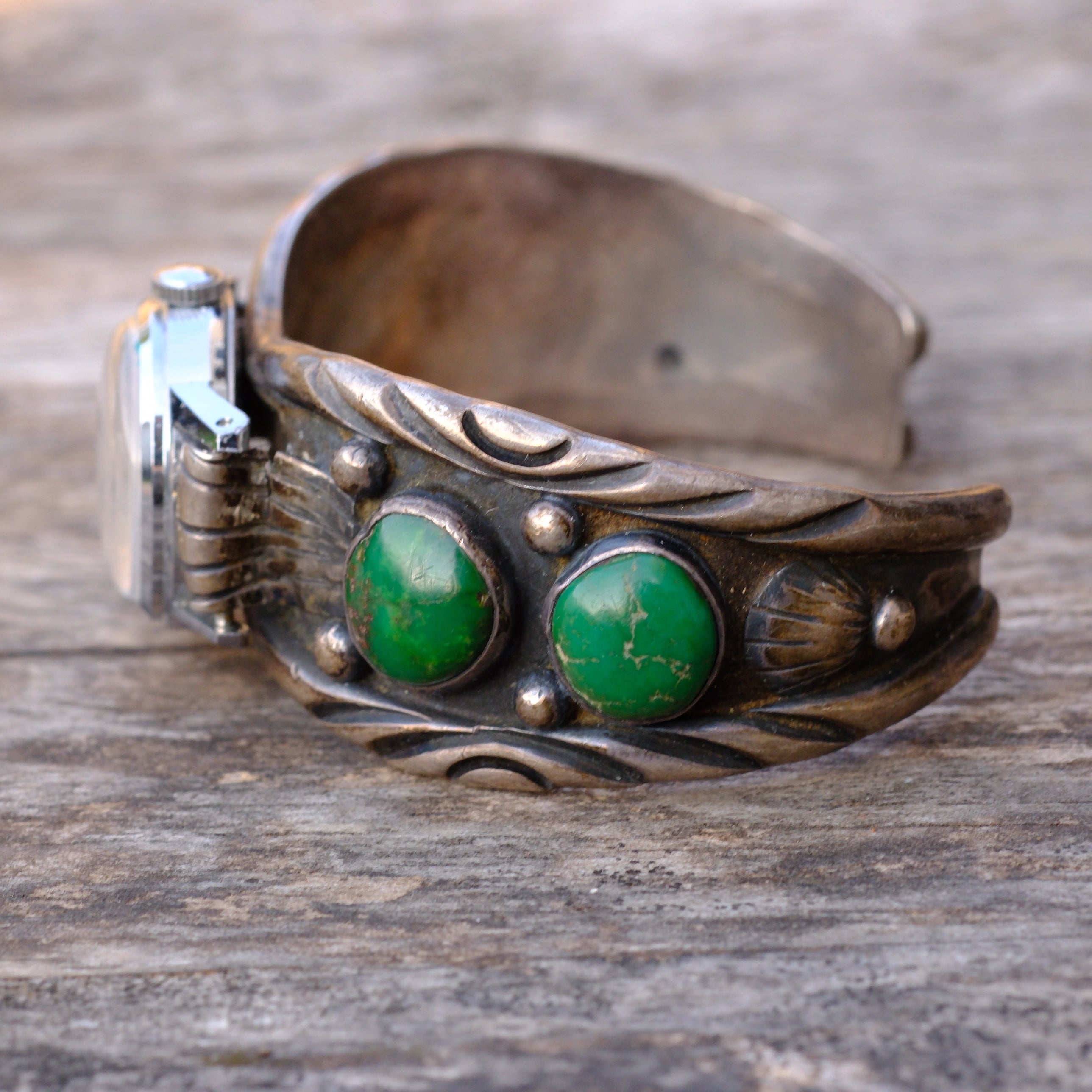 Vintage Sterling Turquoise Cuff Watch Cuff Bracelet